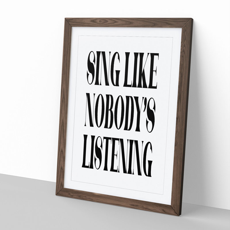 Sing - Single Picture Frame Print on Wood, Walnut Framed, 36cm H x 27cm W x 2cm D