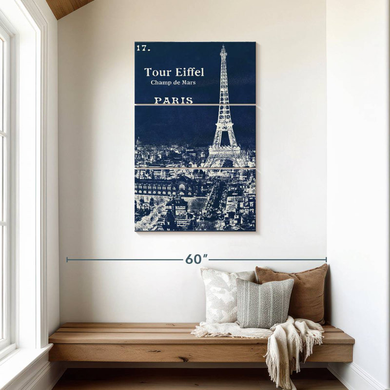 Lilie Blueprint Eiffel Tower, 50" H x 32" W