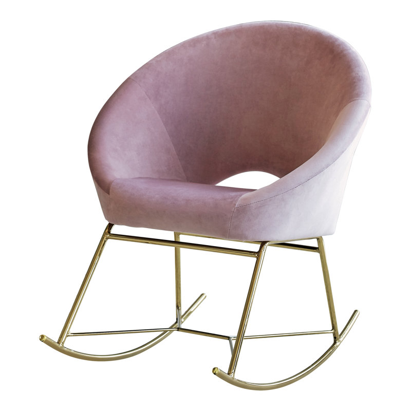 Pecora Upholstered Rocking Chair, Rosewood/Brass