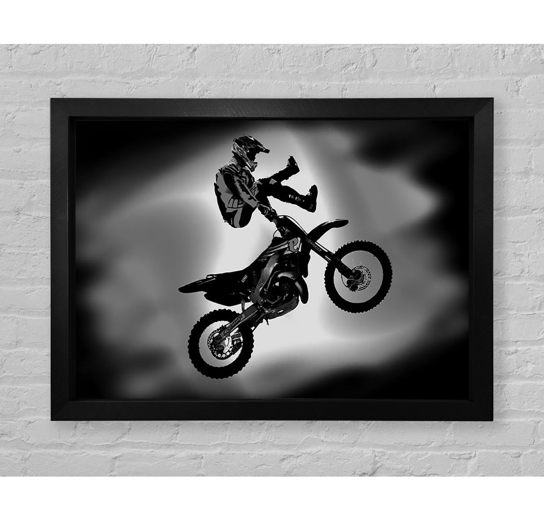 Gerahmter Kunstdruck Free Style Motorcross B N W