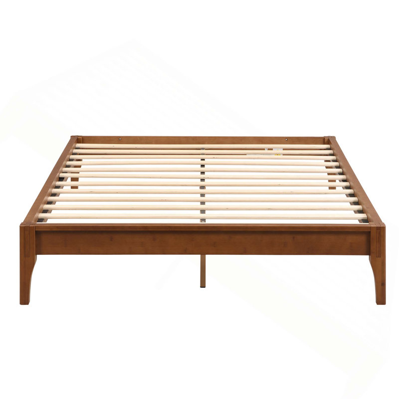 Cadre de lit plateforme en bois de bambou sec de 12 pouces avec support en lattes de bois, aucun sommier nécessaire, Full