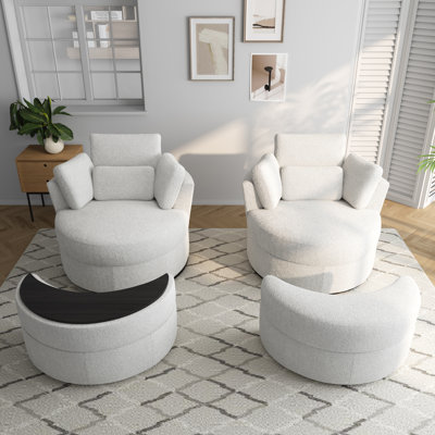 Fauteuil rembourré pivotant avec repose-pieds (ensemble de 2)