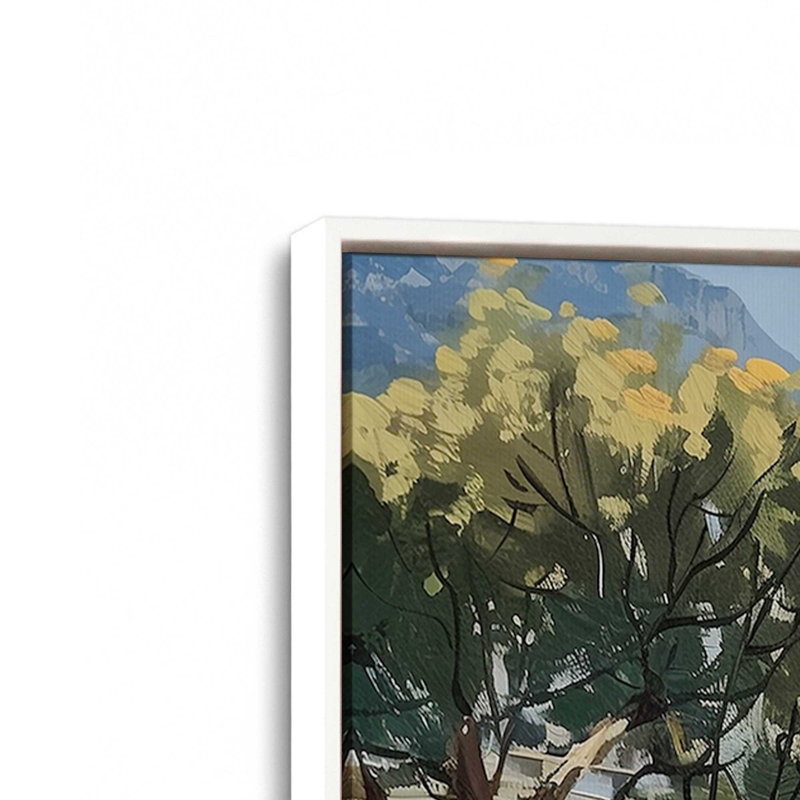 Vue de la côte d'Amalfi I, H 19 po x l 13 po, Toile avec cadre, Blanc opaque