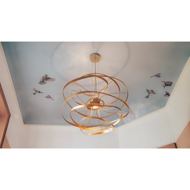 Calligraphy 2 - Light Unique Geometric LED Chandelier, 31.25" H x 34" W x 34" D