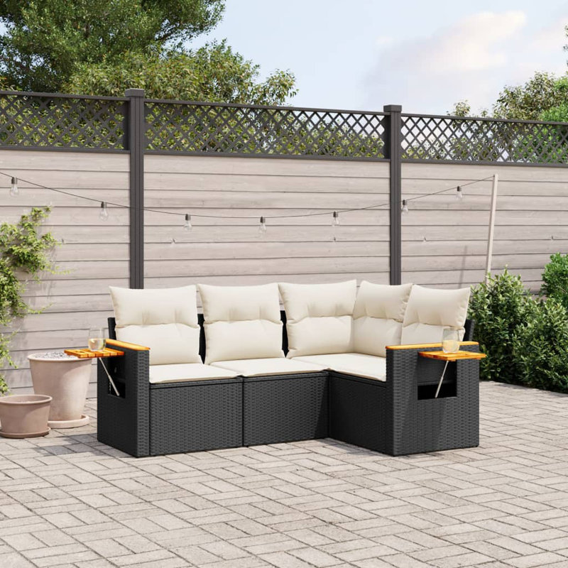 Vidaxl Garden Sofa Set Black, Cream White