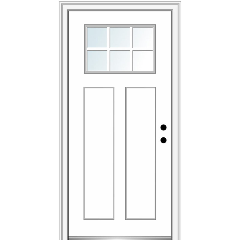 Porte d'entrée pré-suspendue en fibre de verre apprêtée Craftsman, Ouverture vers la gauche, H 80 po x l 32 po x P 1,75 po
