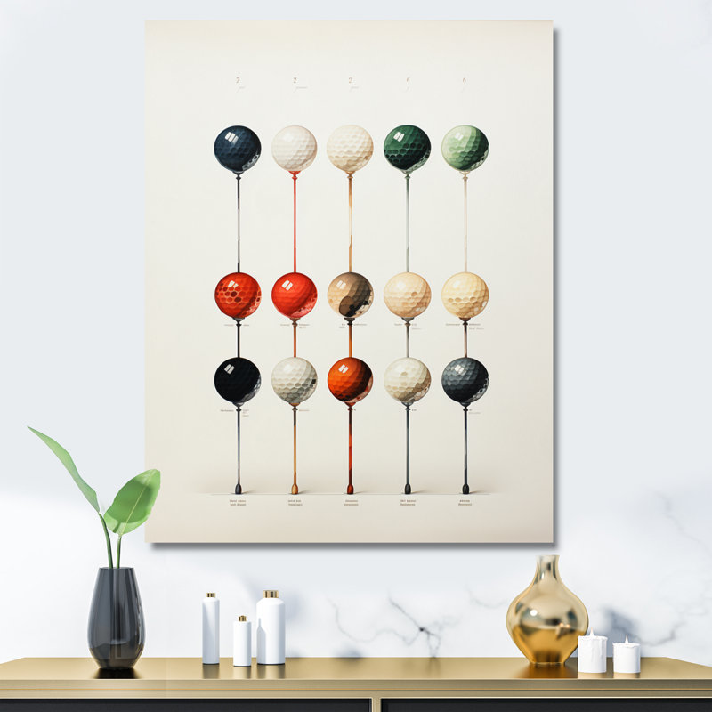 Palaichori Minimalisme Golf Tees IV - Art mural encadré de golf, Toile tendue, H 20 po x l 12 po x P 1 po