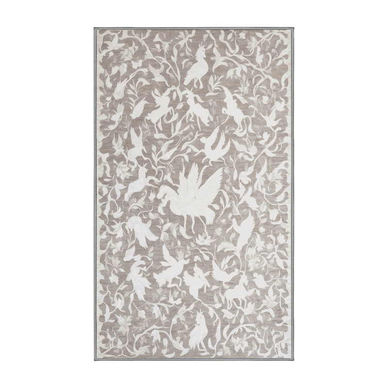 Machine Washable Gray Area Rug, Rectangle 8' x 12'