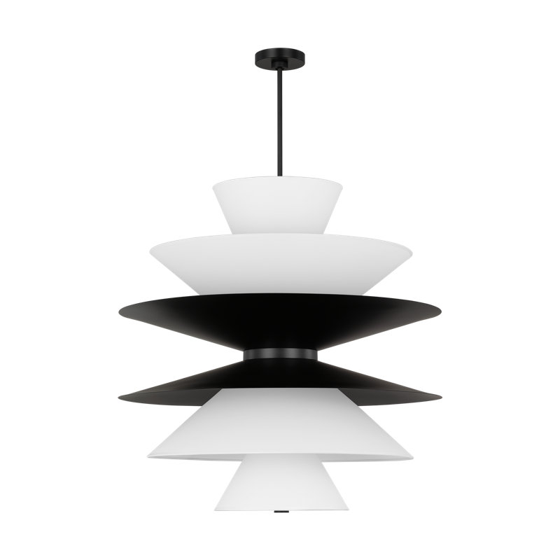 Aged Iron and Glass 16-Light Pendant with Black Cord