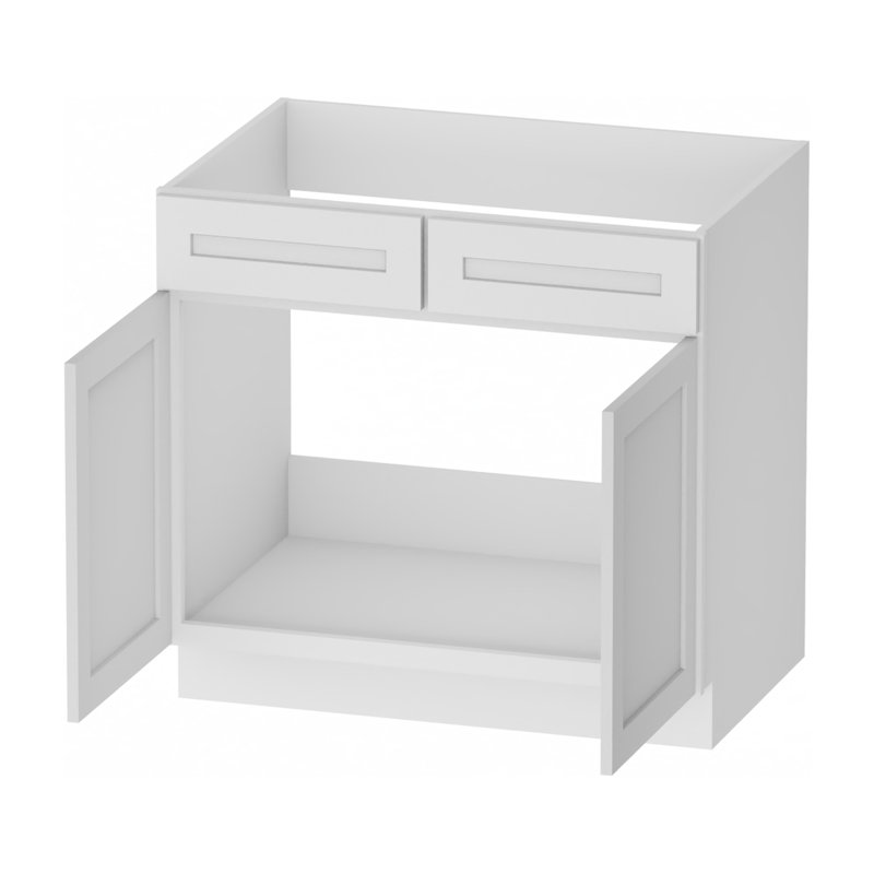 Meuble sous-évier en contreplaqué blanc, prêt à assembler, Kindwood Eco Shaker, 42 po L x 24 po P x 34,5 po H, 42", White