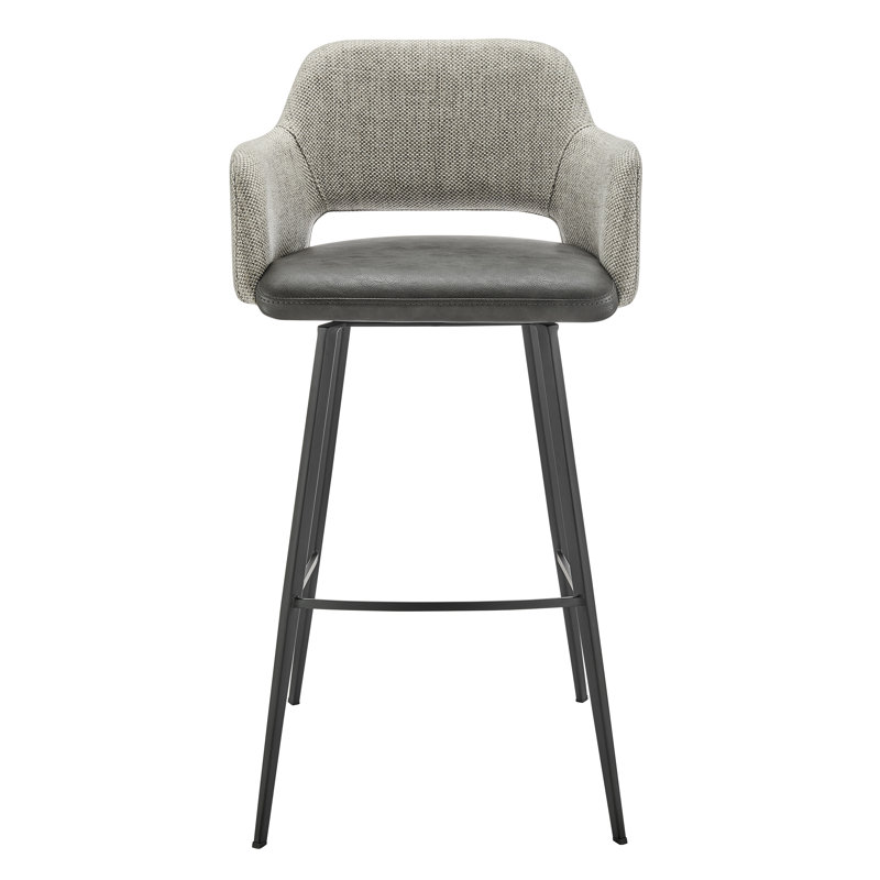 Tabouret de bar et de comptoir Ivonne, Tabouret de bar (siège d'une hauteur de 29,34 po), Similicuir gris foncé