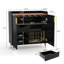 Armoire à vin avec portes cannelées, supports en verre, rangement pour le vin, tiroir et buffet autoportant pour la salle à manger, la cuisine ou le salon-632770653