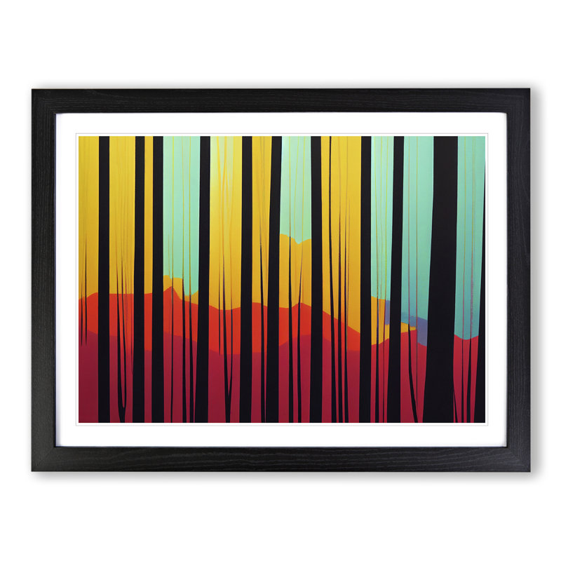 Incomparable Abstract Forest - Single Picture Frame Print, Black, 46cm H x 64cm W x 2cm D