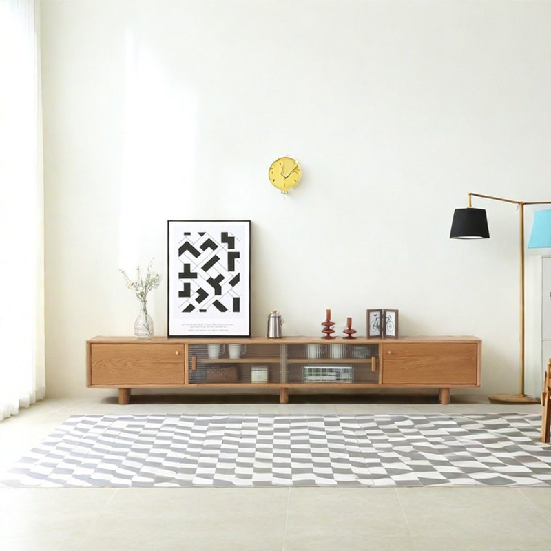 Meuble télé moderne et simple en bois massif de haute qualité, 70.87"