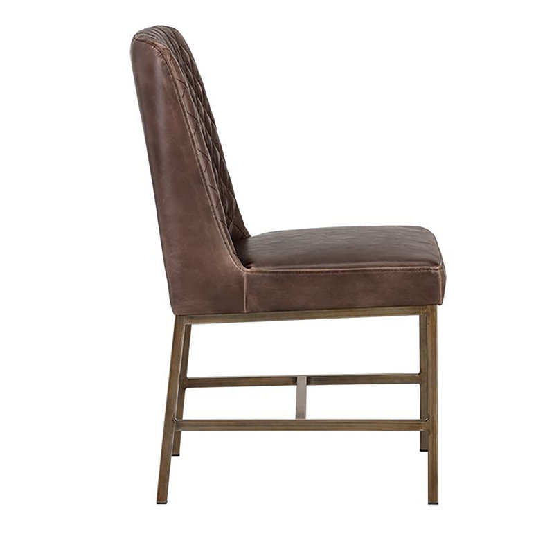 5West Upholstered Dining Chair, Antique Brown Faux Leather