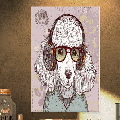 «Funny Hipster Poodle with Glasses», impression sur toile tendue