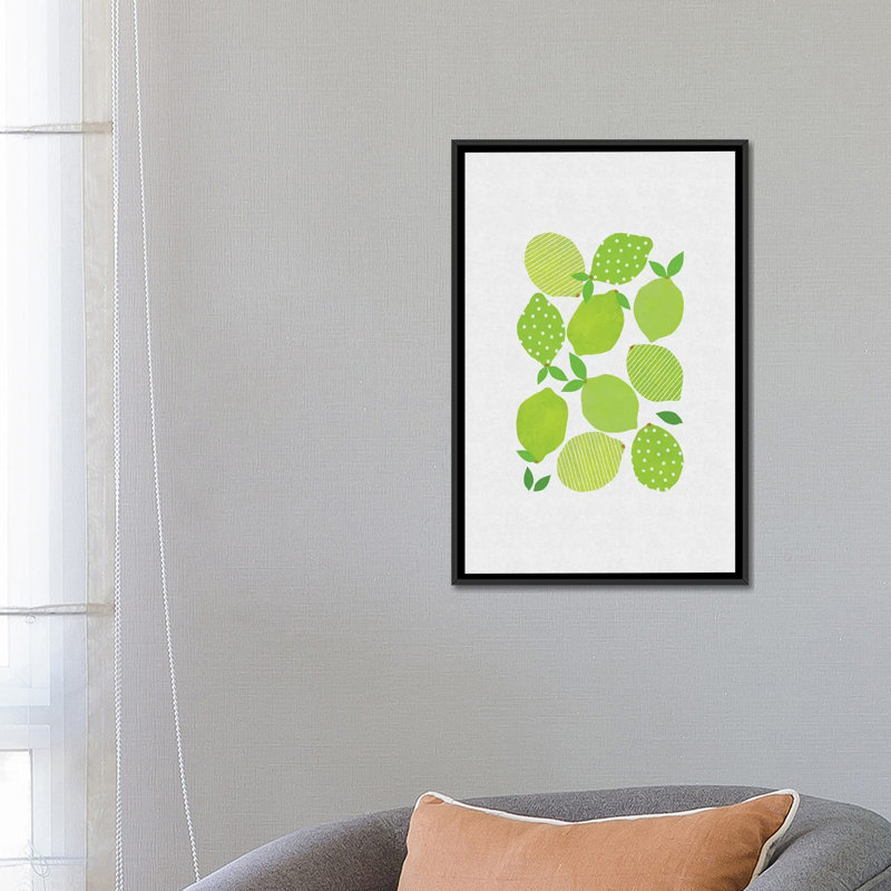 «Lime Crowd», impression sur toile, H 26 po x l 18 po x P 1,5 po, Toile avec cadre noir, Pas de tapis