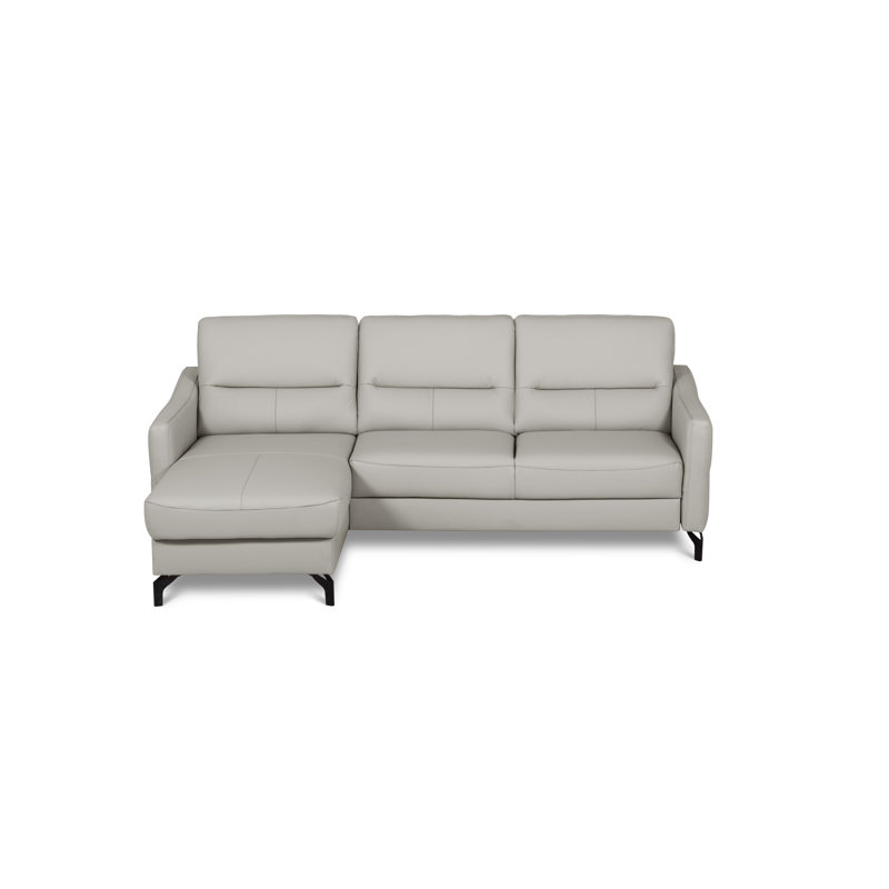Falkirk Leather Corner Sofabed, Left Hand Facing, Light Grey