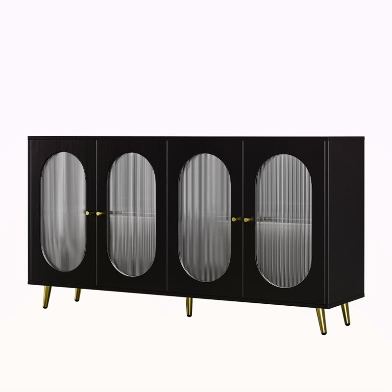 Buffet moderne avec portes en acrylique, console de rangement autoportante pour cuisine, salle à manger, salon, couloir et bureau