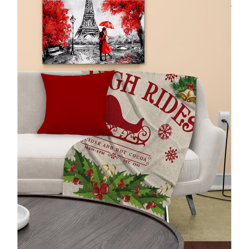 Sleigh Ride Blanket Plain Weave / Muslin Heated Throw Blanket