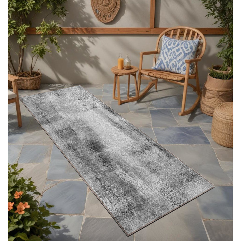Tapis de couloir intérieur et extérieur gris 8 '