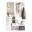 Modern Entryway Hall Tree with Shoe Cabinet, Mirror, Hanging Hooks and Double Drawers