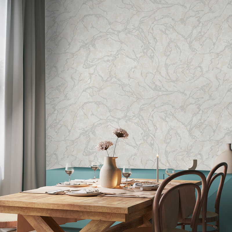 Papier peint texturé marbré Modern Modern, Blanc