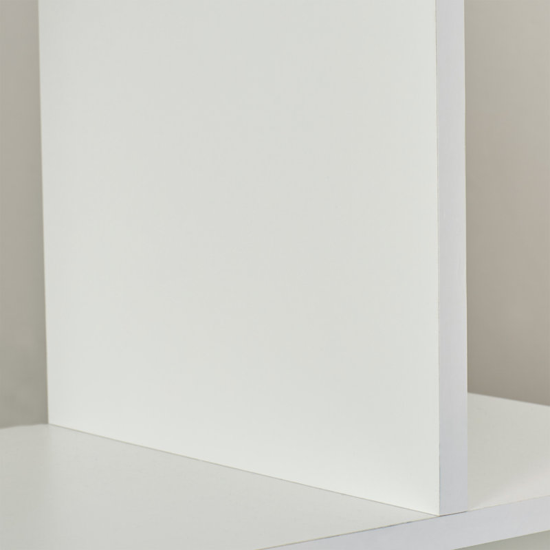 White Geometric Wood Bookcase with Cubes