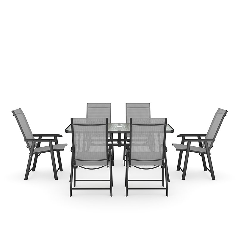Karna 6 - Person Patio Dining Set with, 150cm, Black