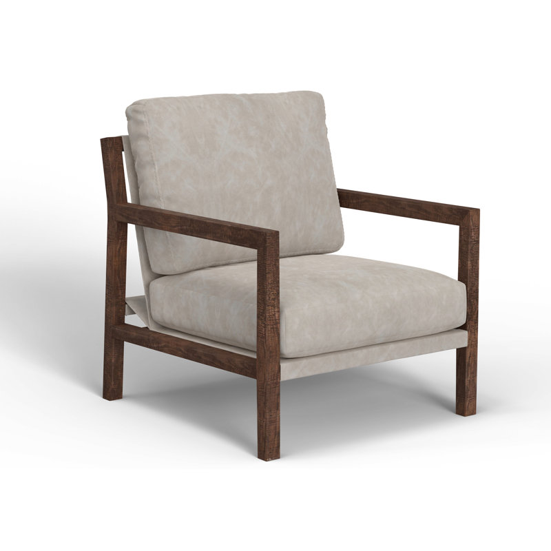 Structure en bois Milan, fauteuil en similicuir, Milan enneigé