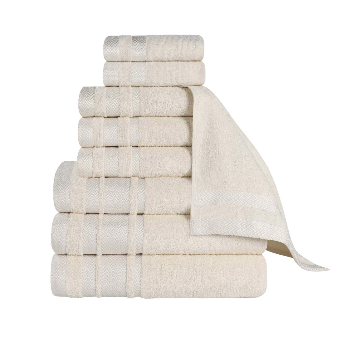 Bonnetsville Hays Cotton Solid Plush Soft Absorbent Medium Weight 9 Piece Bathroom Towel Set Ebern Designs 