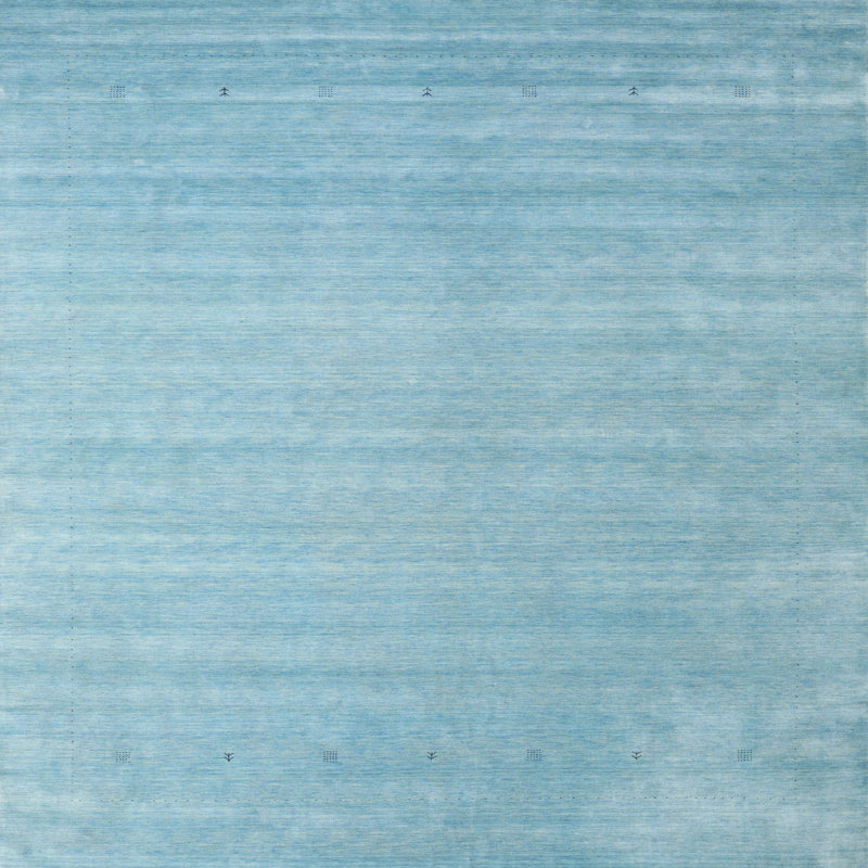 Tapis de zone bleu contemporain, Carré 7 pi x 7 pi