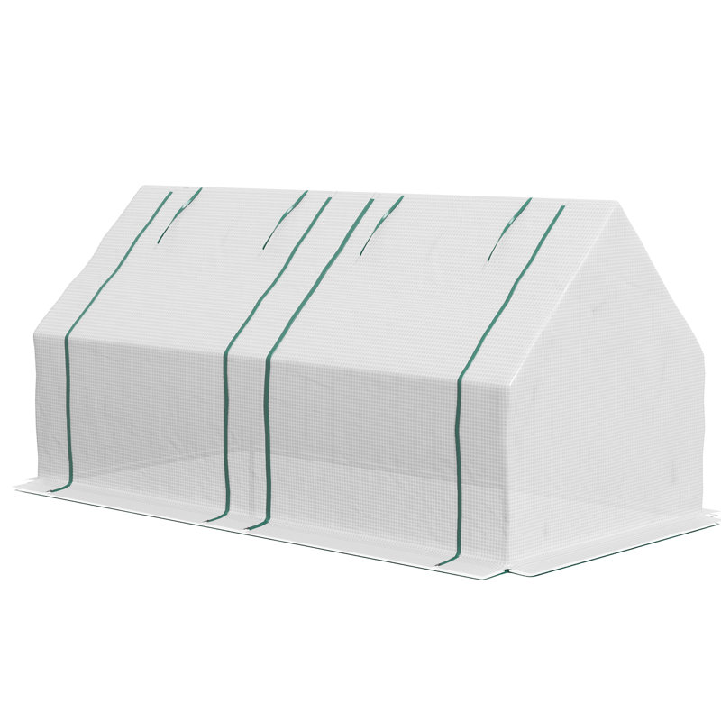 Serre portative transparente 6 pi x 3 pi 3 po, acier, 2 housses en PE / plastique, serre pour jardin avec fenêtres et fenêtres à usages multiples