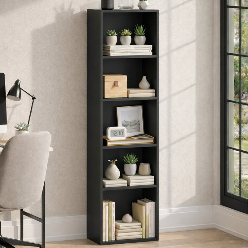 Gerardi 32cm W Standard Bookcase, Black, 132 cm H x 32 cm W