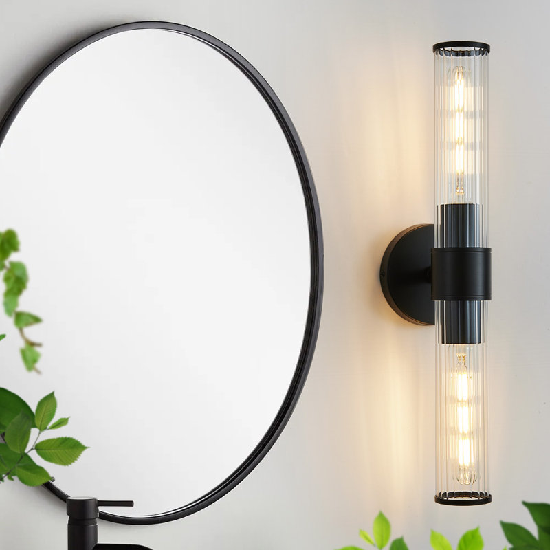 Almetta 2 - Light Bathroom Dimmable Vanity Light Bath Bar Fixtures, Matte Black, Screw Thread
