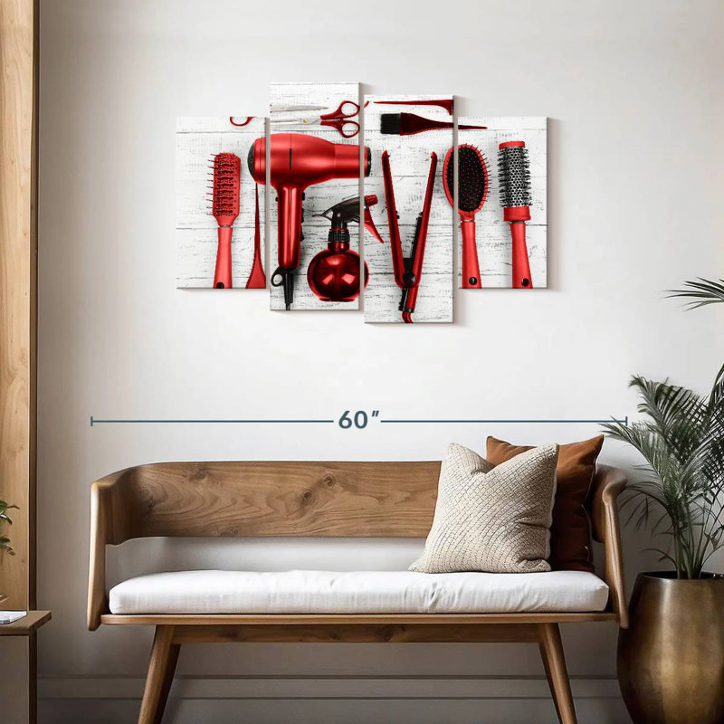 Shuttleworth Hair Salon Red Tools, 27" H x 43" W