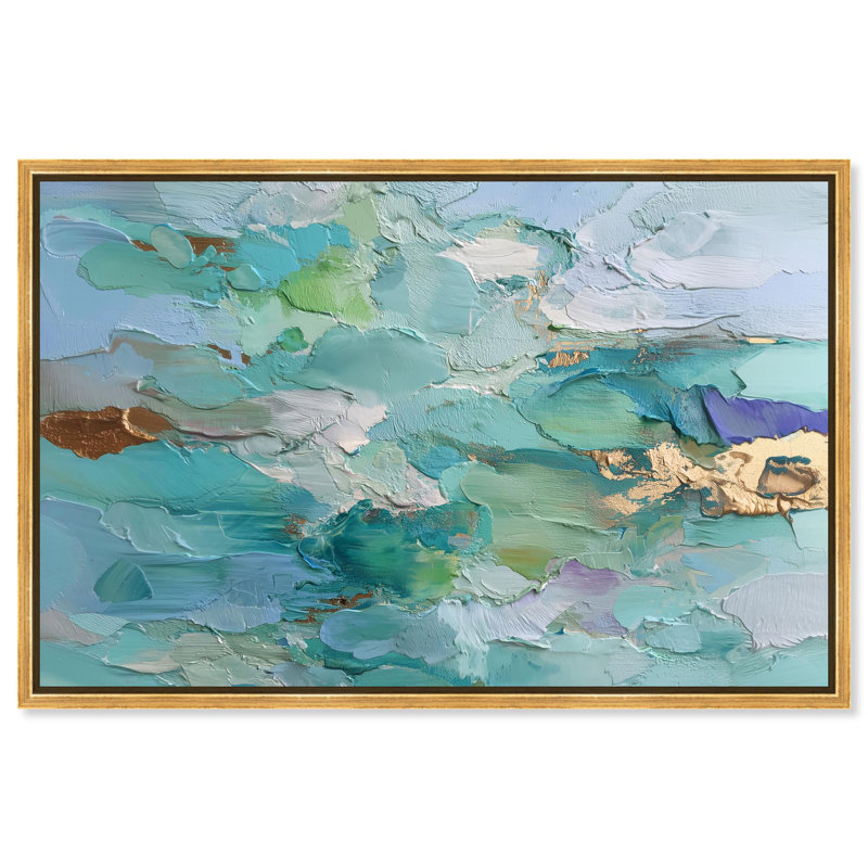 "Azure Tide IV", impression murale sur toile par Art Remedy, cadre doré, 45 x 30, H 31 po x l 46 po, Cadre doré