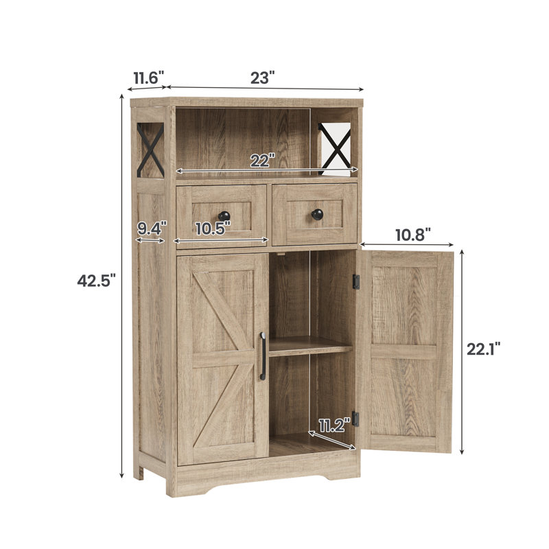 Storage Cabinet With Doors And Drawers, Natural