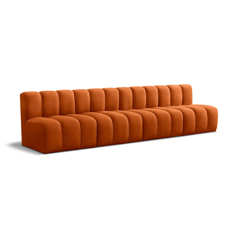 Kirchoffer Upholstered Sectional Reversible, Cognac Velvet