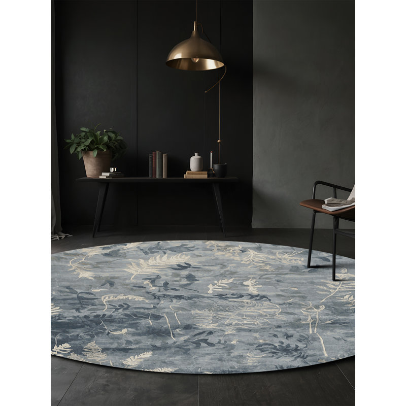 Silky Soft Plush Gray Area Rug, Round 5'