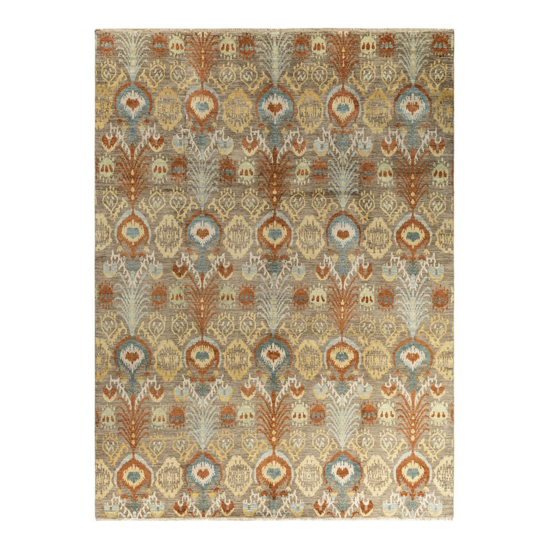 Tapis unique rouille noué à la main de 9 pi 0 po x 12 pi 1 po Lynze