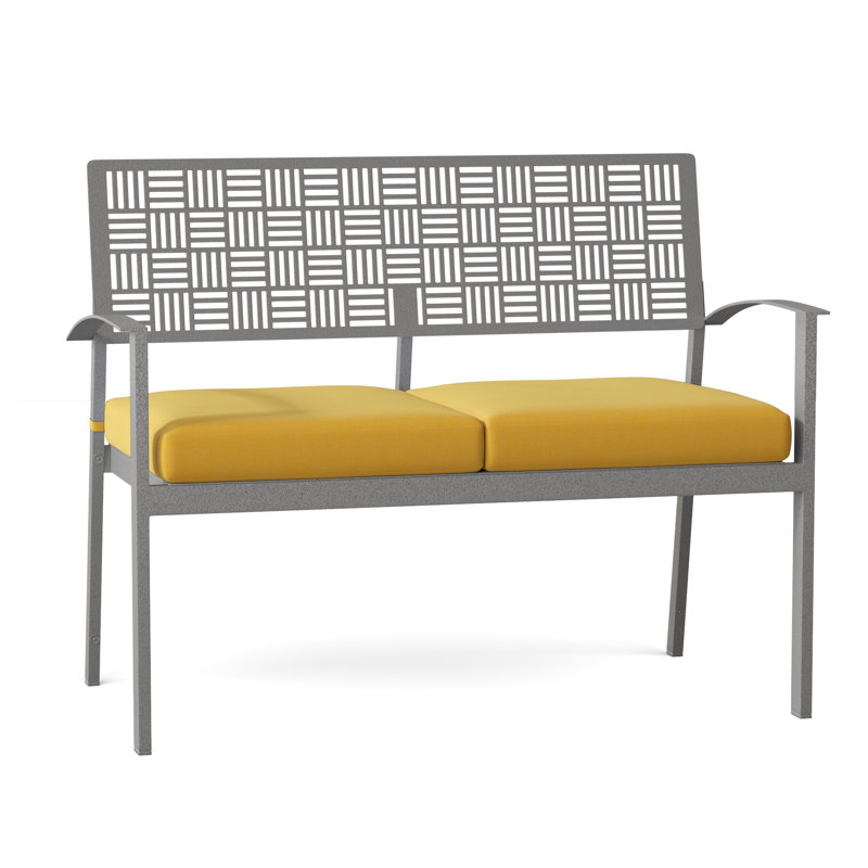 New Century Outdoor Bench, Pewter, Canvas Bird's Eye Sunbrella® Canvas