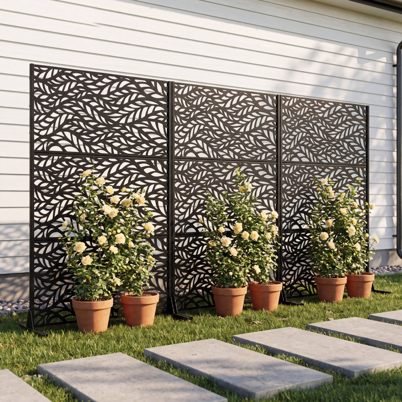 183cm H Freestanding Metal Room Divider Decorative Privacy Screen Garden Lattice Panel Trellis for Patio, Balcony, Backyard, Pool, Indoor Room
