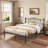Black Metal Platform Queen Bed Frame With Decorative Headboard, Heavy Duty Steel Slats, No Box Spring Required-503777586-503777585
