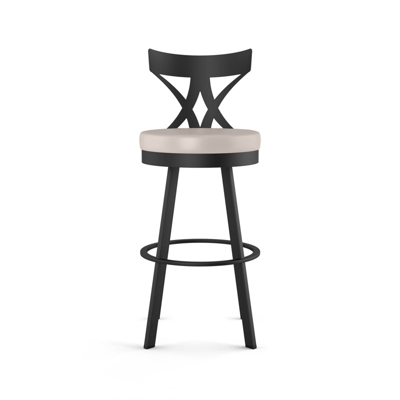 Amalija Swivel Counter & Bar Stool, Bar Stool (30" Seat Height), Black, Cream