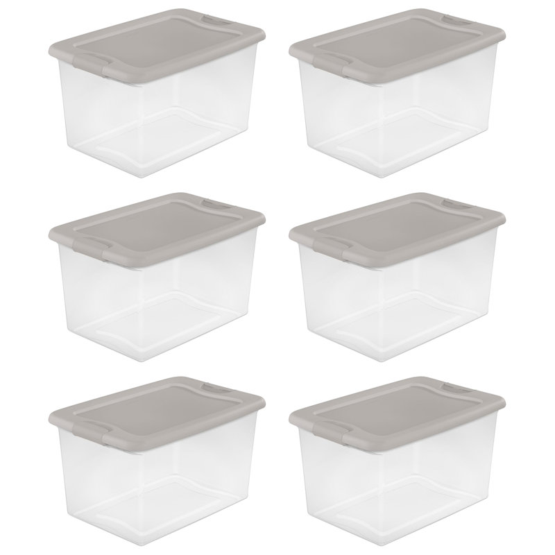 Sterilite Plastic Storage Bin, Marine Blue, 6-Pack