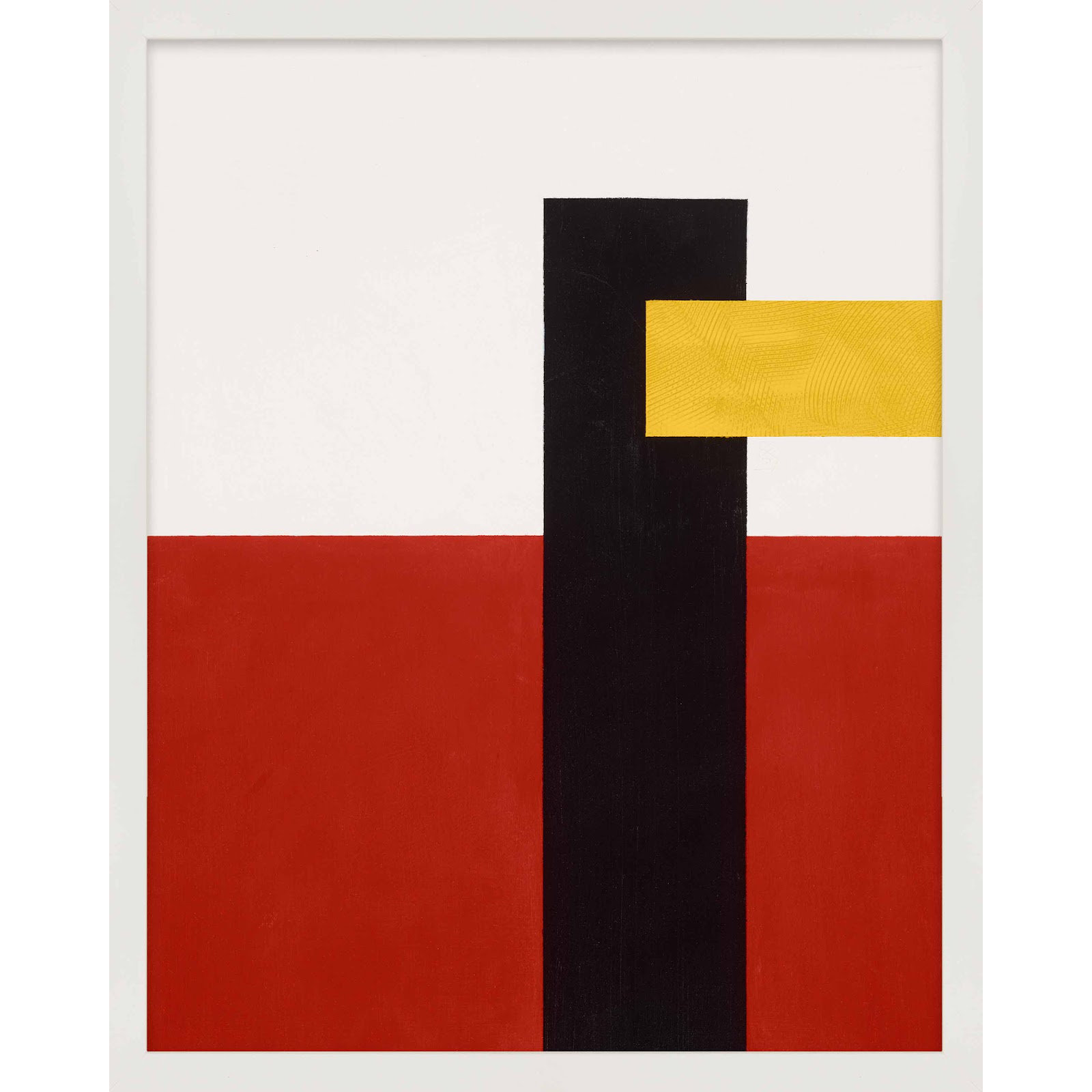 Composition With Yellow 4 by Robert Kamnatnik, White Framed Paper, 38" H x 30" W x 1.25" D