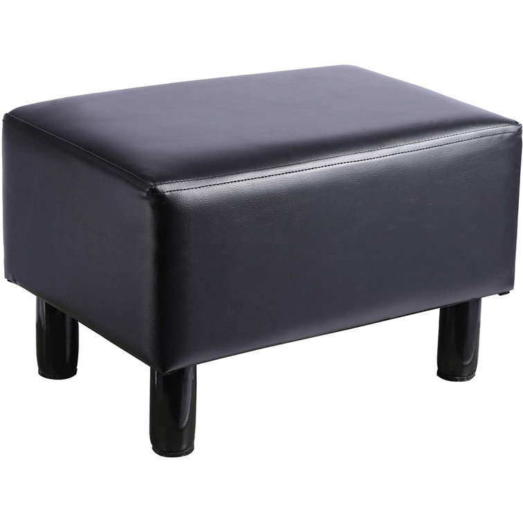 Sciacca 15.7 Wide Faux Leather Rectangle Footstool Ottoman Latitude Run Leather Type: Black Faux Leather