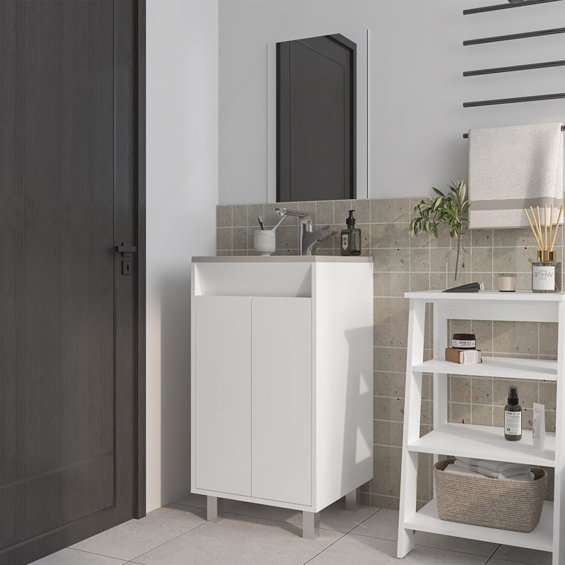 Armoire de salle de bain blanche avec 2 portes, Blanc