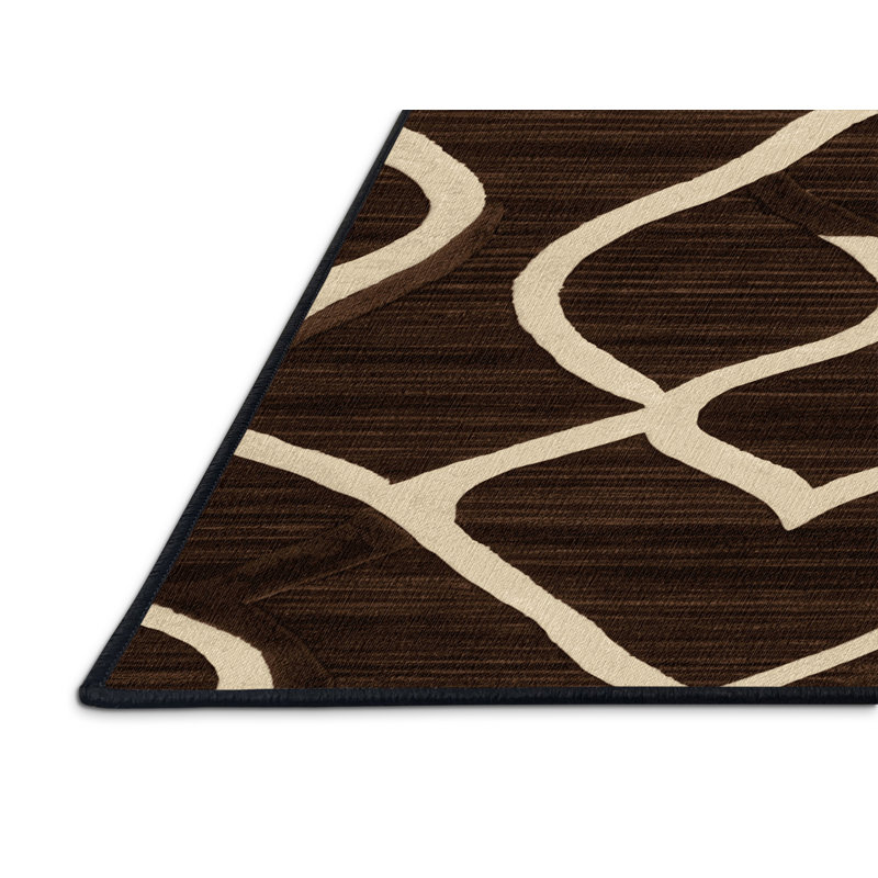 Tapis brun treillis lavable à la machine, Rectangulaire 2 pi x 3 pi